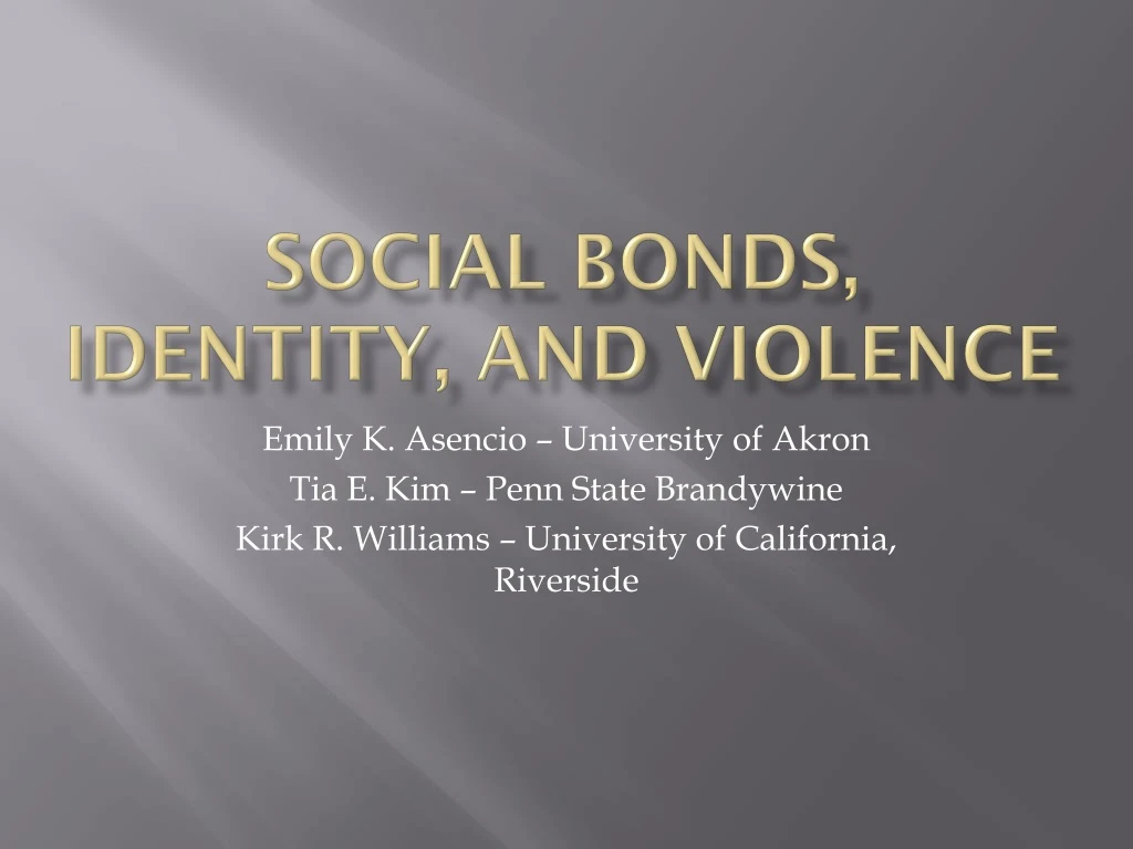 social bonds identity and violence