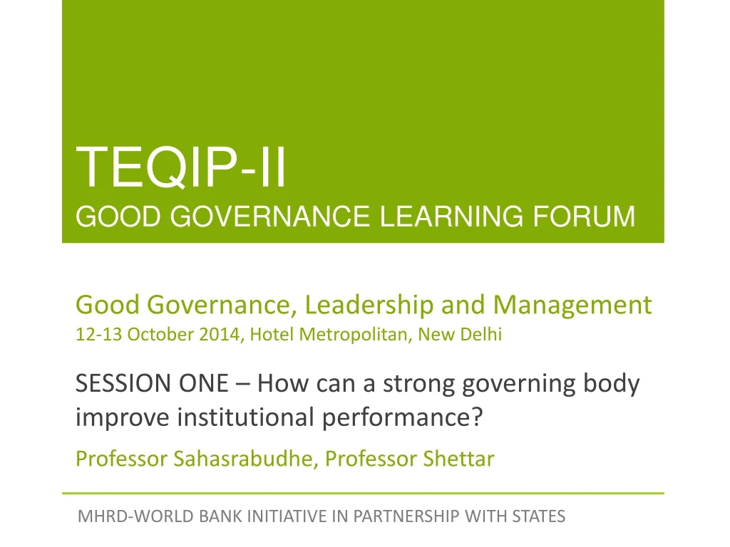 teqip ii good governance learning forum
