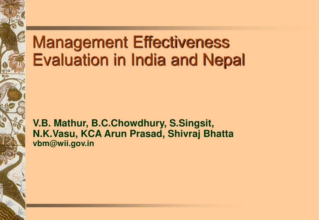management effectiveness evaluation in india