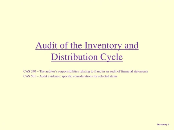Audit of the Inventory and Distribution Cycle