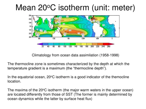 Mean 20 o C isotherm (unit: meter)