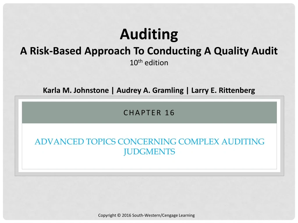 advanced topics concerning complex auditing judgments