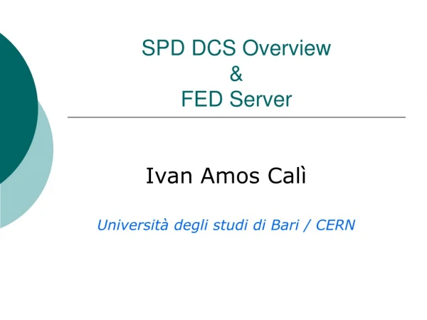 SPD DCS Overview &amp;  FED Server