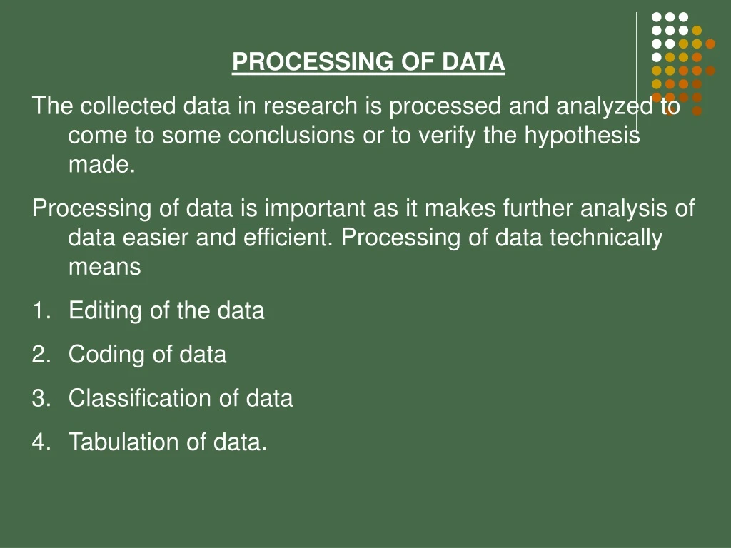 processing of data the collected data in research