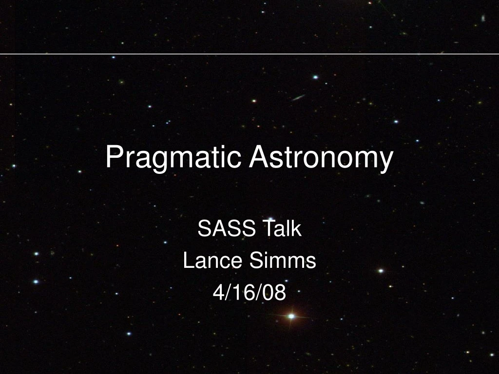 pragmatic astronomy