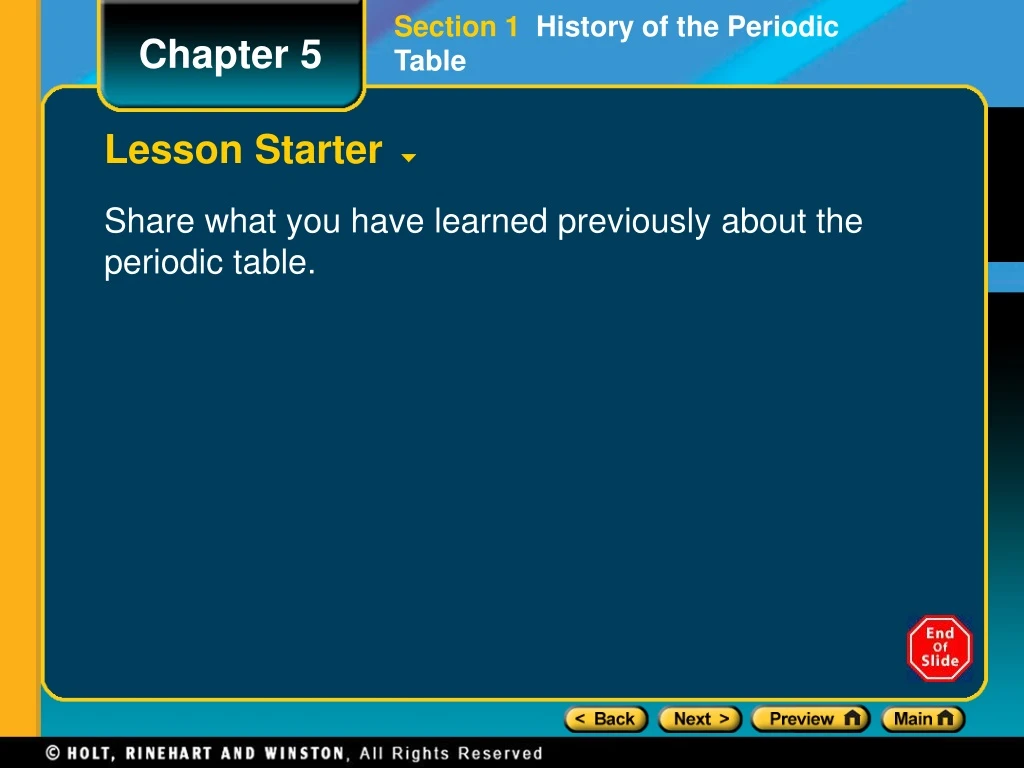 section 1 history of the periodic table