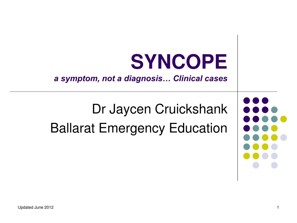 syncope a symptom not a diagnosis clinical cases