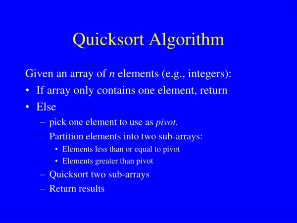 Quicksort Algorithm
