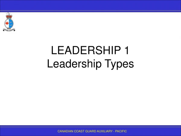 LEADERSHIP 1 Leadership Types
