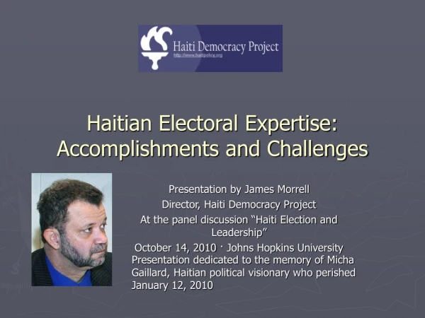 Haitian Electoral Expertise: Accomplishments and Challenges