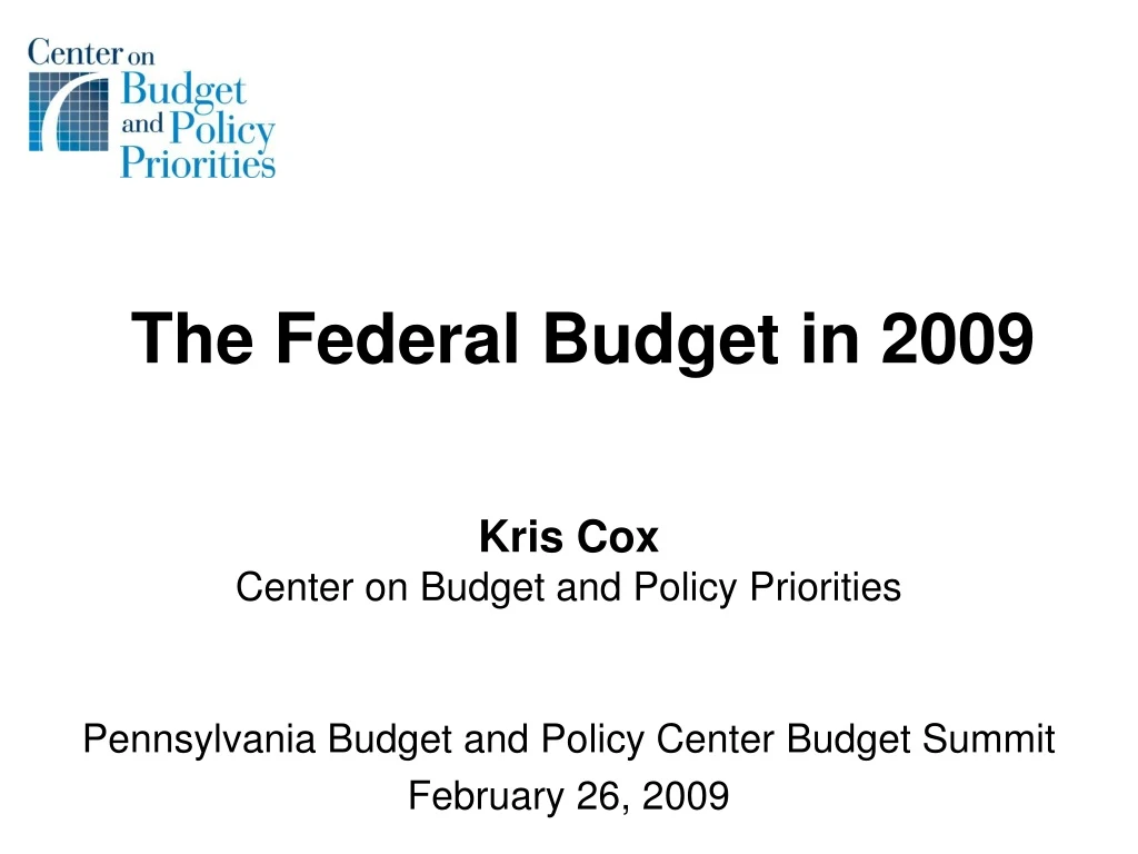 the federal budget in 2009