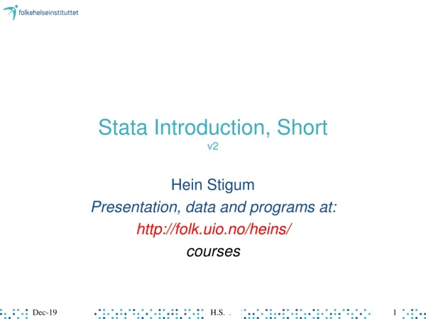 Stata Introduction, Short v2