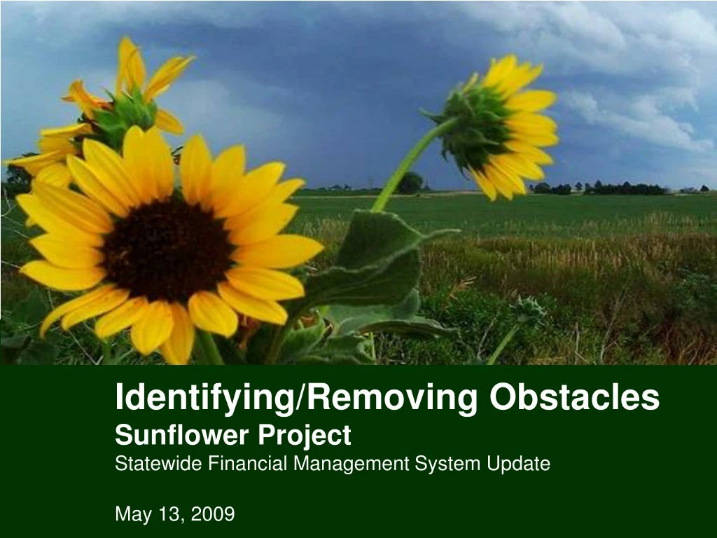 identifying removing obstacles sunflower project statewide financial management system update