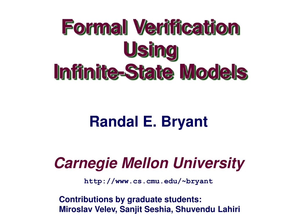 formal verification using infinite state models