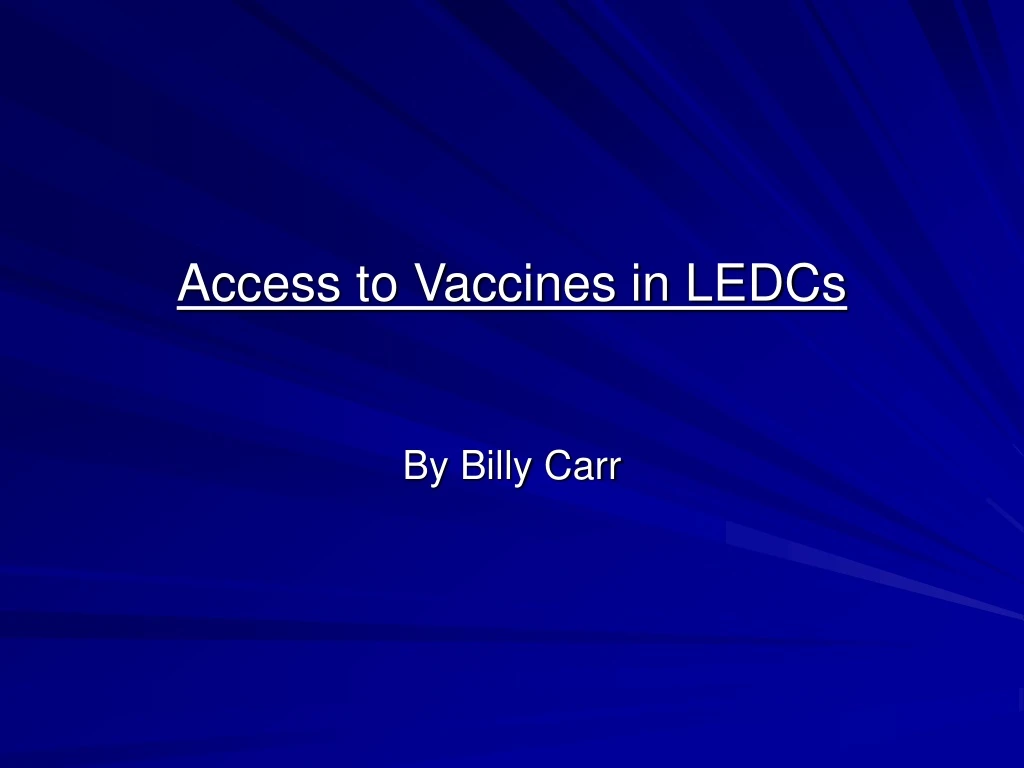 access to vaccines in ledcs