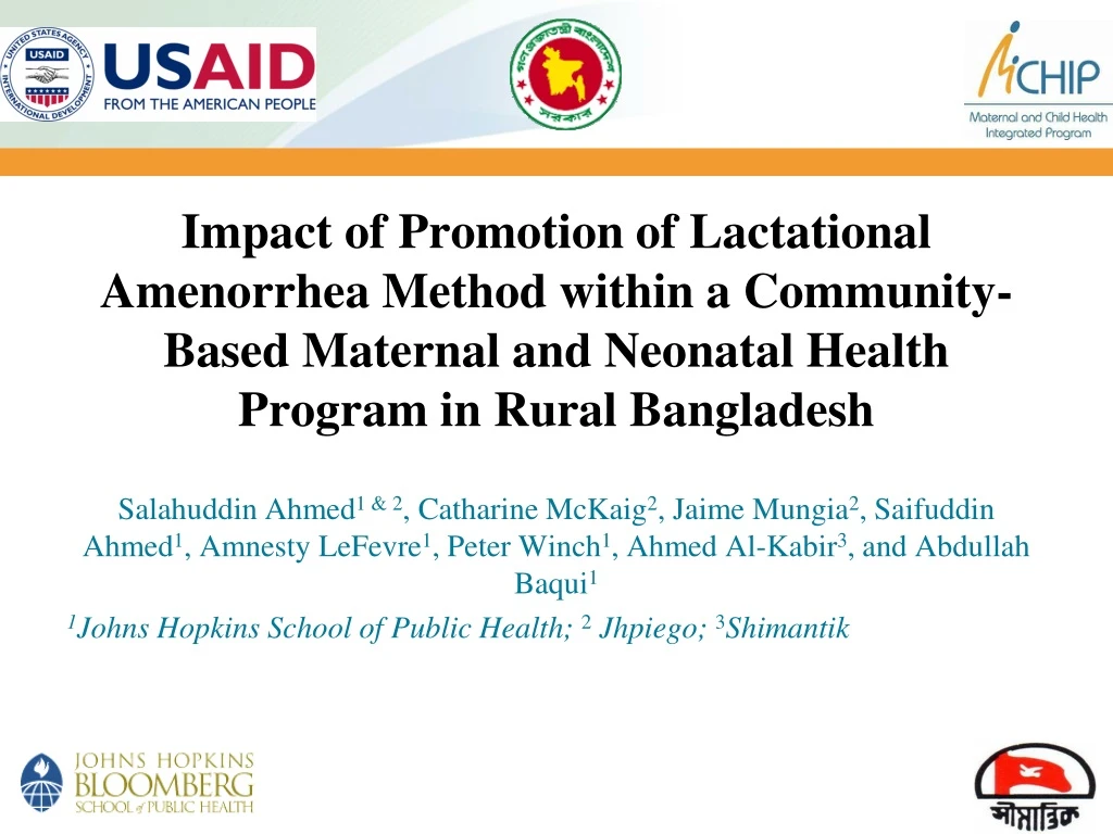 impact of promotion of lactational amenorrhea