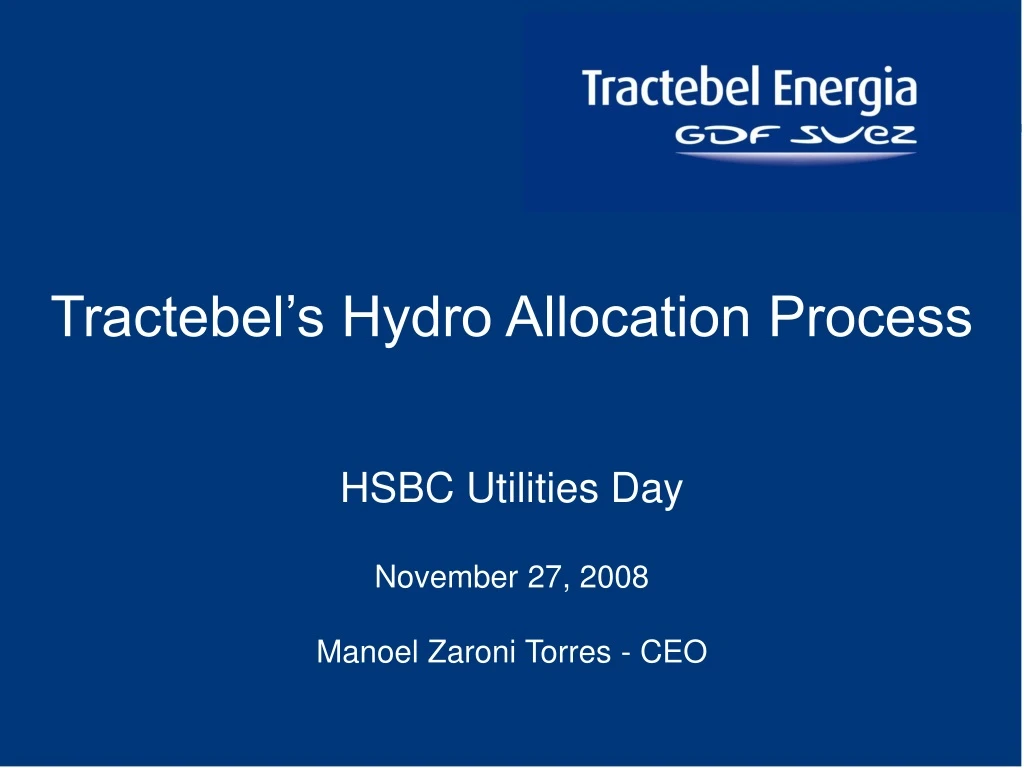 tractebel s hydro allocation process