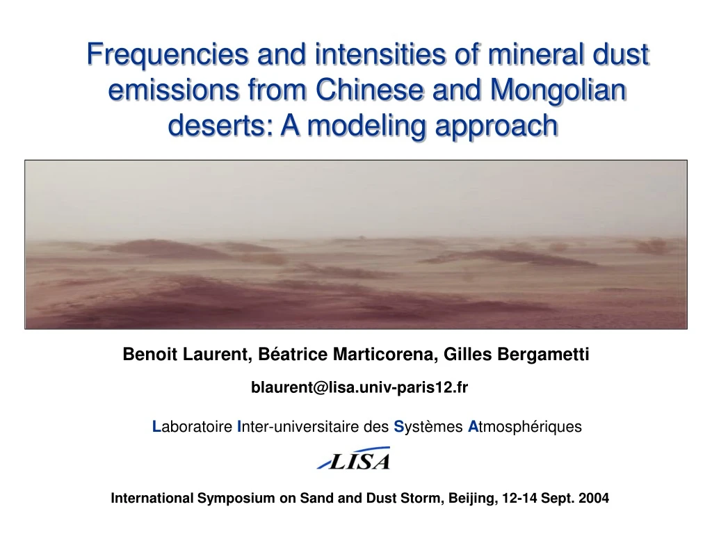 frequencies and intensities of mineral dust