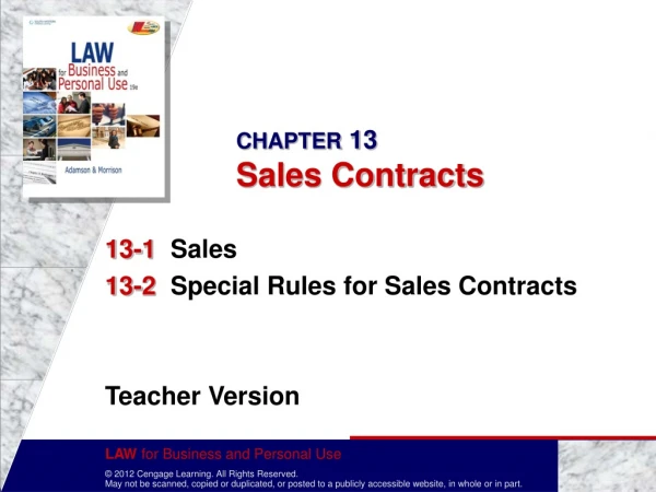 CHAPTER  13 Sales Contracts
