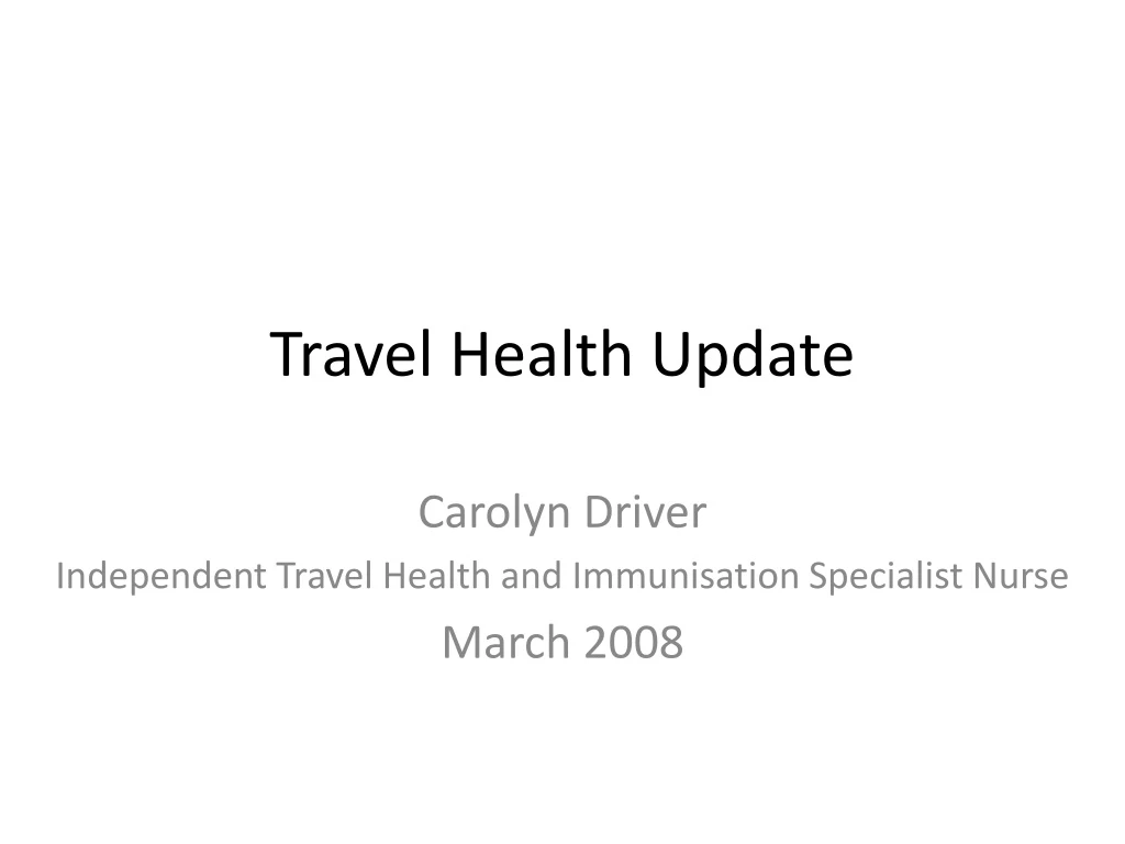 travel health update