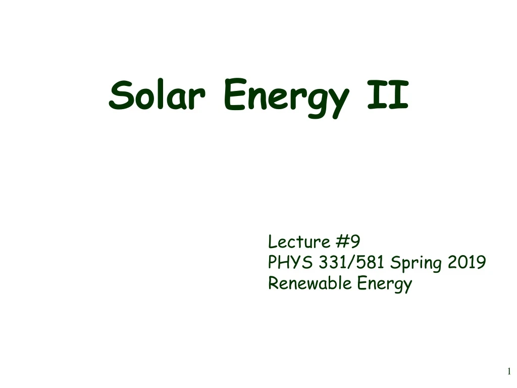 solar energy ii