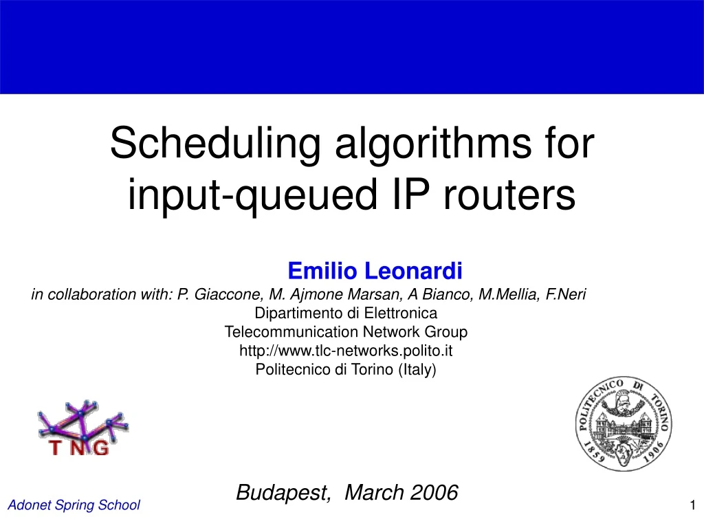 scheduling algorithms for input queued ip routers