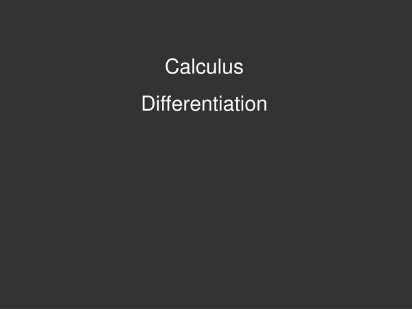 Calculus Differentiation