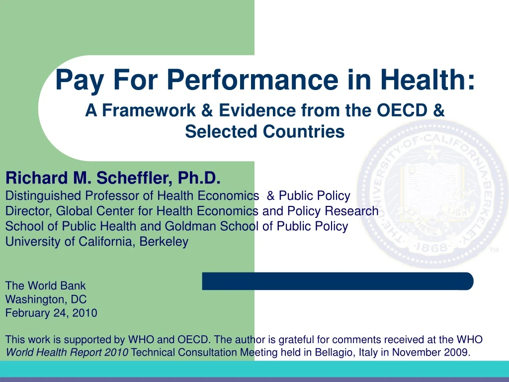 pay for performance in health a framework