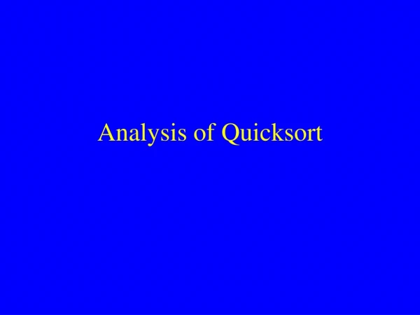 Analysis of Quicksort