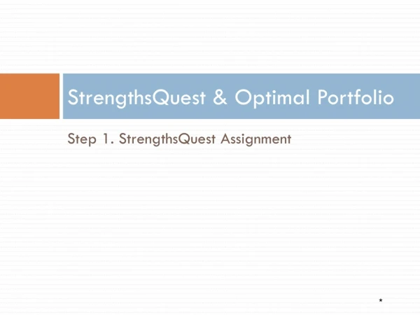 StrengthsQuest &amp; Optimal Portfolio