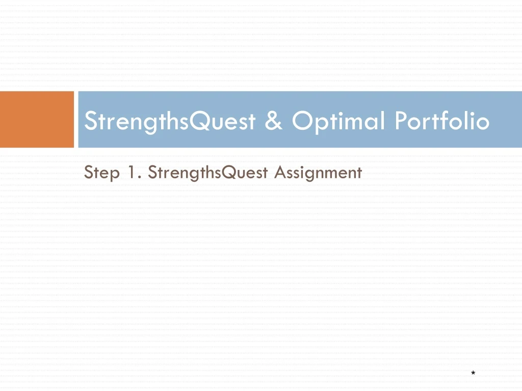 strengthsquest optimal portfolio