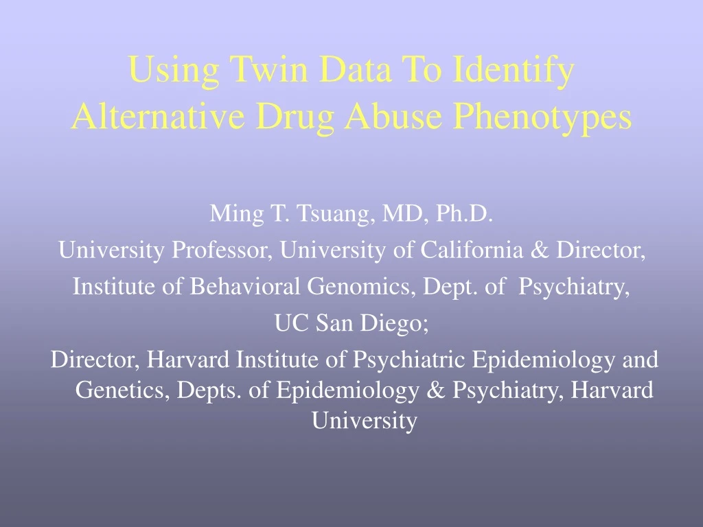 using twin data to identify alternative drug abuse phenotypes
