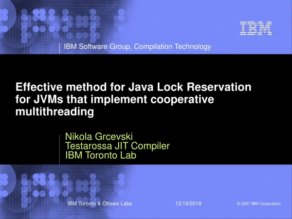 Effective method for Java Lock Reservation for JVMs that implement cooperative multithreading