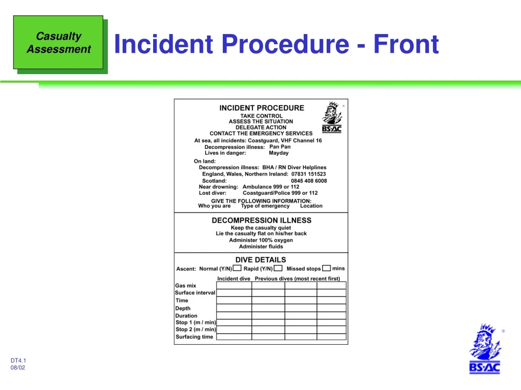 incident procedure front