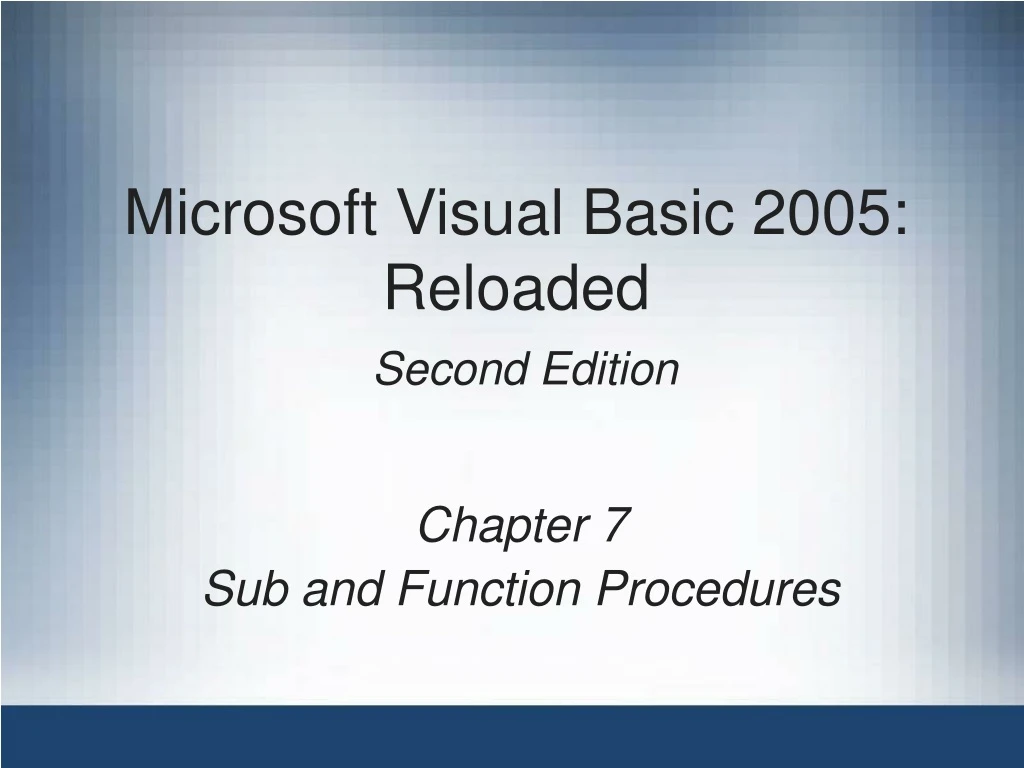 microsoft visual basic 2005 reloaded second edition