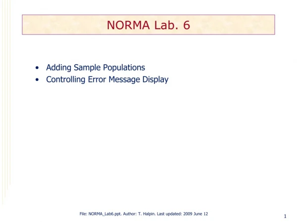 NORMA Lab. 6