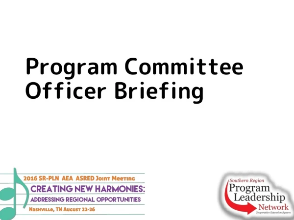 Program Committee Officer Briefing