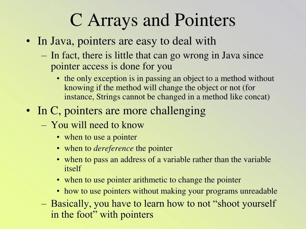 c arrays and pointers