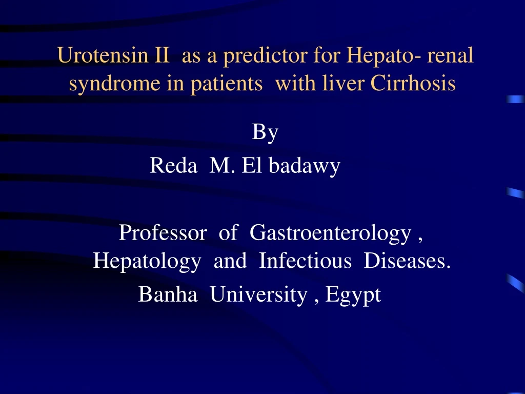 urotensin ii as a predictor for hepato renal syndrome in patients with liver cirrhosis