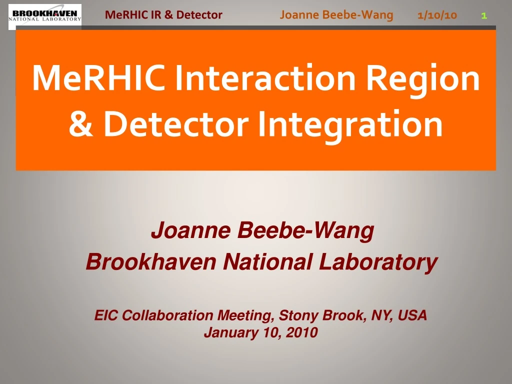 merhic interaction region detector integration