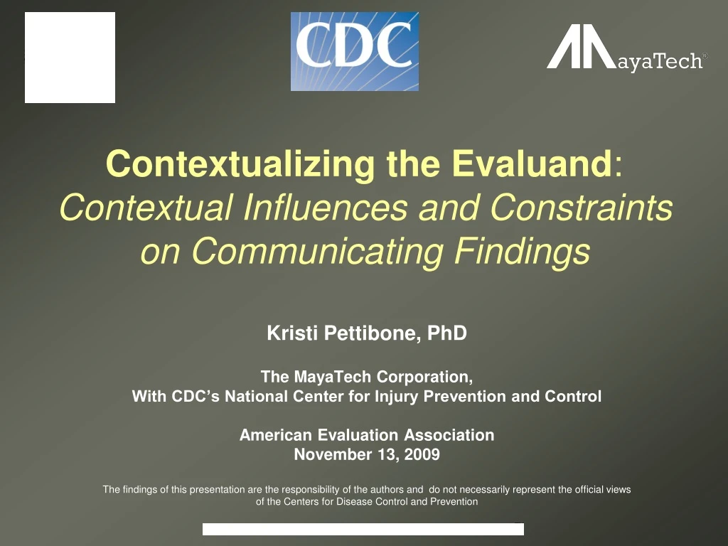 contextualizing the evaluand contextual influences and constraints on communicating findings