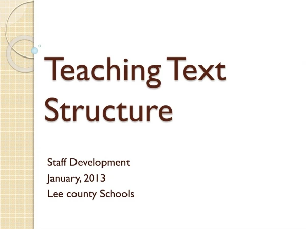 Teaching Text Structure