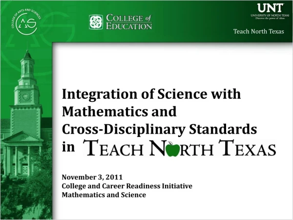 Integration of Science with  Mathematics and  Cross-Disciplinary Standards in November 3, 2011