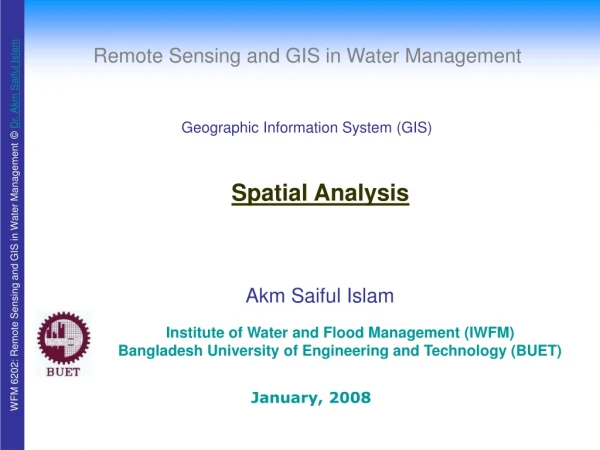 Remote Sensing and GIS in Water Management