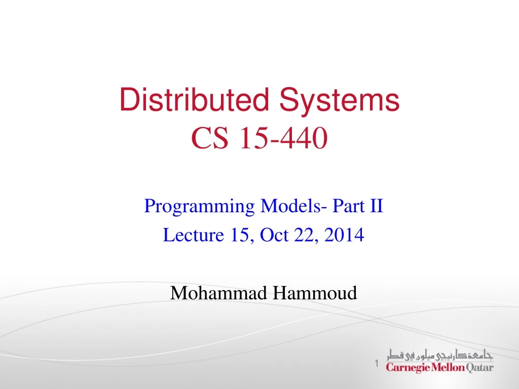 distributed systems cs 15 440