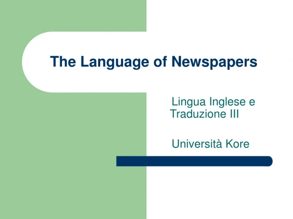 The Language of Newspapers