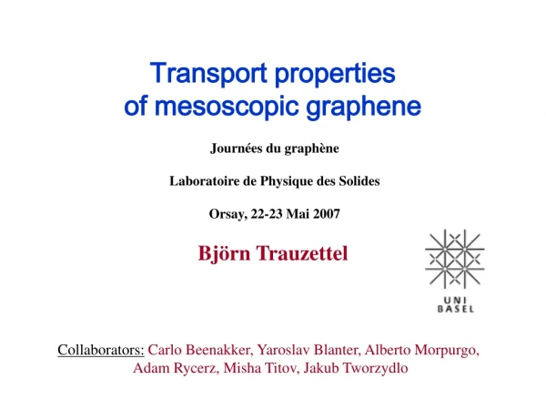 Transport properties  of mesoscopic graphene