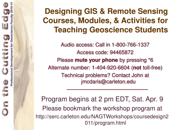Designing GIS &amp; Remote Sensing Courses, Modules, &amp; Activities for Teaching Geoscience Students