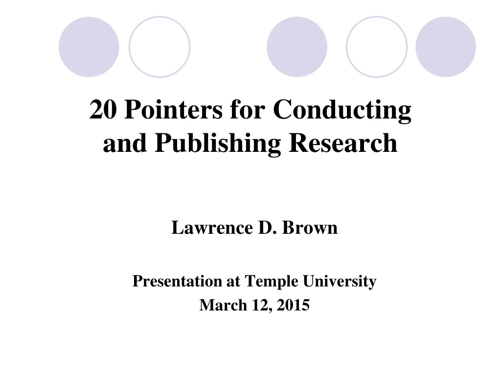 lawrence d brown presentation at temple university march 12 2015
