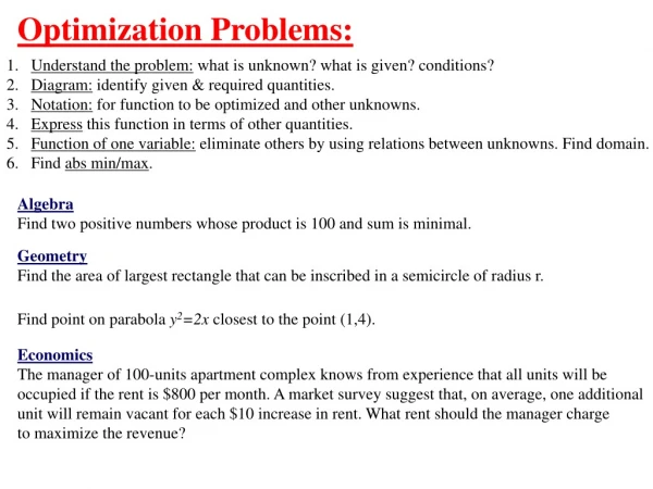 Optimization Problems: